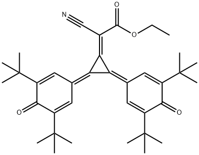 2-[2,3-Bis[3,5-bis(1,1-dimethylethyl)-4-oxo-2,5-cyclohexadien-1-ylidene]cyclopropylidene]-2-cyanoacetic acid ethyl ester Struktur