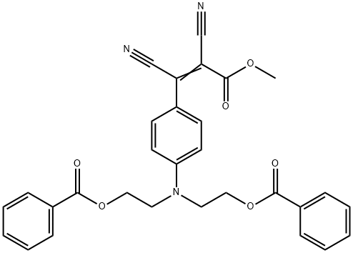 methyl 3-[4-[bis[2-(benzoyloxy)ethyl]amino]phenyl]-2,3-dicyanoacrylate Struktur
