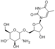 5'-O-(2-氨基-2-脱氧-3-D-D-吡喃葡萄糖基) - 胸苷 结构式