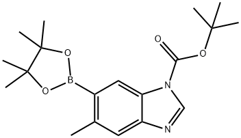 1H-BenziMidazole-1-carboxylic acid, 5-Methyl-6-(4,4,5,5-tetraMethyl-1,3,2-dioxaborolan-2-yl)-, 1,1-diMethylethyl ester, 631909-46-1, 结构式