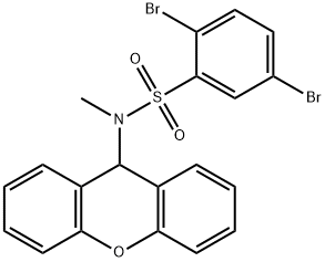 2,5-dibromo-N-methyl-N-(9H-xanthen-9-yl)benzenesulfonamide 结构式
