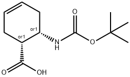 (±)-CIS-6-(BOC-アミノ)-3-シクロヘキセン-1-カルボン酸 化学構造式