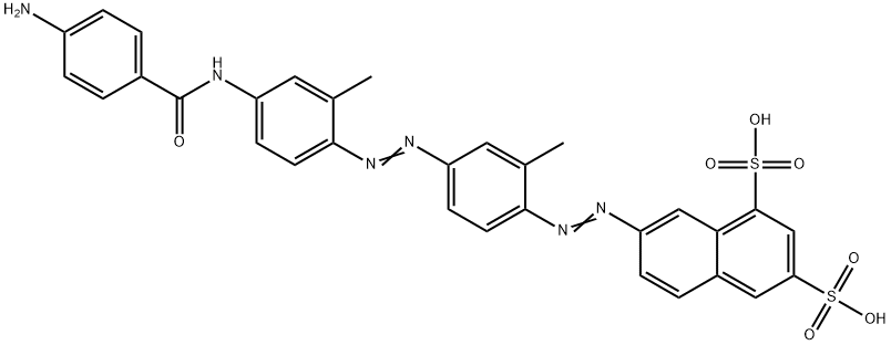 7-[[4-[[4-[(4-Aminobenzoyl)amino]-2-methylphenyl]azo]-2-methylphenyl]azo]-1,3-naphthalenedisulfonic acid Struktur