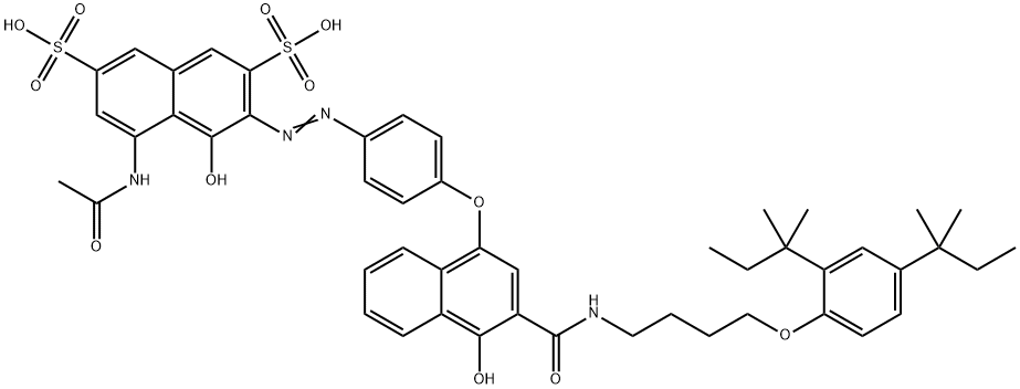 5-(acetylamino)-3-[[4-[[3-[[[4-[2,4-bis(tert-pentyl)phenoxy]butyl]amino]carbonyl]-4-hydroxy-1-naphthyl]oxy]phenyl]azo]-4-hydroxynaphthalene-2,7-disulphonic acid Structure