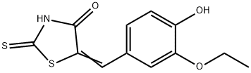(5E)-5-(3-エトキシ-4-ヒドロキシベンジリデン)-2-メルカプト-1,3-チアゾール-4(5H)-オン 化学構造式