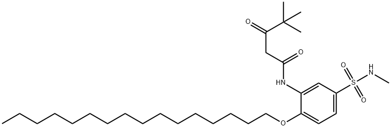 N-[2-(ヘキサデシルオキシ)-5-[(メチルアミノ)スルホニル]フェニル]-4,4-ジメチル-3-オキソペンタンアミド 化学構造式