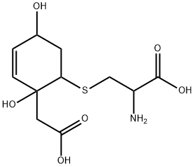 2-amino-3-[[2-(carboxymethyl)-2,5-dihydroxy-1-cyclohex-3 enyl]sulfanyl]propanoic acid Struktur