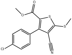 METHYL 3-(4-CHLOROPHENYL)-4-CYANO-5-(METHYLTHIO)THIOPHENE-2-CARBOXYLATE,63244-05-3,结构式