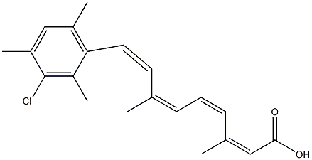 (2Z,4Z,6Z,8Z)-9-(3-chloro-2,4,6-trimethyl-phenyl)-3,7-dimethyl-nona-2, 4,6,8-tetraenoic acid Structure