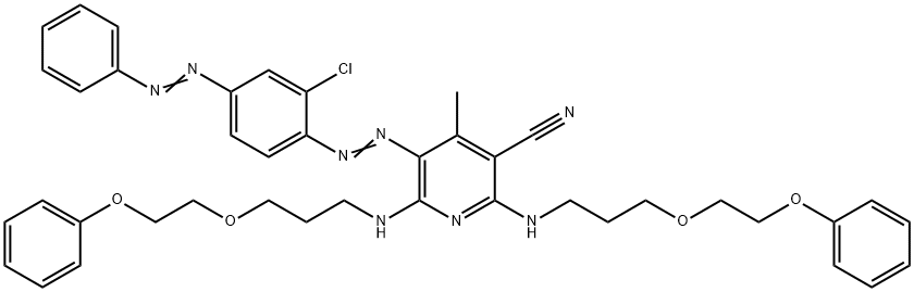 5-[[2-chloro-4-(phenylazo)phenyl]azo]-4-methyl-2,6-bis[[3-(2-phenoxyethoxy)propyl]amino]nicotinonitrile Struktur
