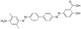 5-((4'-((4-Amino-2,5-dimethylphenyl)diazenyl)(1,1'-biphenyl)-4-yl)diazenyl)-2-hydroxybenzoic acid Struktur