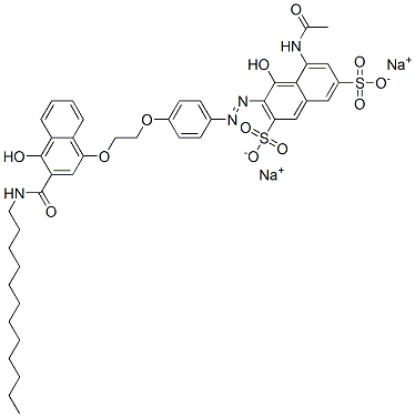 Disodium salt of 1-hydroxy-4-[2-[4-(1-hydroxy-3,6-di-sulfo-8-acetylamino-2-naphthylazo)phenoxy]ethoxy]-N-dodecyl-2-naphthamide Struktur