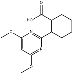 2-(4,6-ジメトキシピリミジン-2-イル)シクロヘキサンカルボン酸 化学構造式