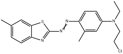 2-[4-[N-Ethyl-N-(2-chloroethyl)amino]-2-methyl-phenylazo]-6-methylbenzothiazole Struktur