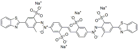 tetrasodium 4,4'-bis[[4-(2-benzothiazolyl-6-methyl)sulphonatophenyl]azoxy]stilbene-2,2'-disulphonate Struktur