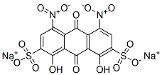 9,10-ジヒドロ-1,8-ジヒドロキシ-4,5-ジニトロ-9,10-ジオキソ-2,7-アントラセンジスルホン酸ジナトリウム 化学構造式