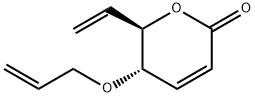 2H-Pyran-2-one,6-ethenyl-5,6-dihydro-5-(2-propenyloxy)-,(5S,6R)-(9CI) 化学構造式