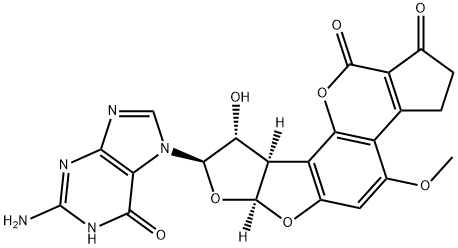 2,3-dihydro-2-(N(7)-guanyl)-3-hydroxyaflatoxin B1, 63425-04-7, 结构式