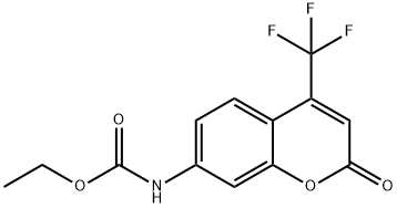 [2-オキソ-4-(トリフルオロメチル)-2H-1-ベンゾピラン-7-イル]カルバミン酸エチル 化学構造式