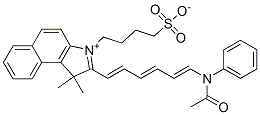 2-[6-(acetylphenylamino)hexa-1,3,5-trienyl]-1,1-dimethyl-3-(4-sulphonatobutyl)-1H-benz[i]indolium  Struktur