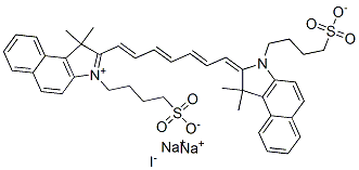 2-[7-[1,3-dihydro-1,1-dimethyl-3-(4-sulphonatobutyl)-2H-benz[e]indol-2-ylidene]hepta-1,3,5-trienyl]-1,1-dimethyl-3-(4-sulphonatobutyl)-1H-benz[e]indolium disodium iodide Structure