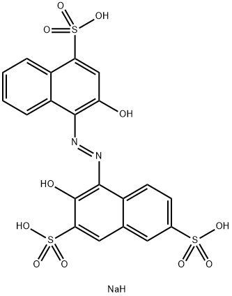 3-ヒドロキシ-4-[[2-ヒドロキシ-4-[(ソジオオキシ)スルホニル]-1-ナフチル]アゾ]-2,7-ナフタレンジスルホン酸ジナトリウム 化学構造式