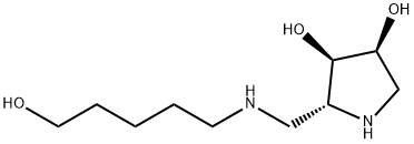 3,4-Pyrrolidinediol, 2-[[(5-hydroxypentyl)amino]methyl]-, (2R,3R,4S)- (9CI) 化学構造式
