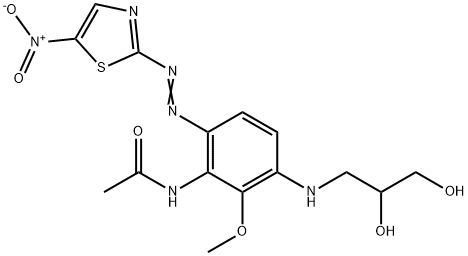 N-[3-[(2,3-dihydroxypropyl)amino]-2-methoxy-6-[(5-nitrothiazol-2-yl)azo]phenyl]acetamide Struktur
