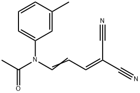 N-(4,4-ジシアノブタン-1,3-ジエニル)-N-(3-メチルフェニル)アセトアミド 化学構造式