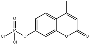Dichloridophosphoric acid 4-methyl-2-oxo-2H-1-benzopyran-7-yl ester Struktur