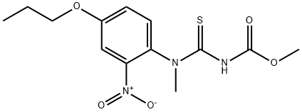 [[N-Methyl-N-(2-nitro-4-propoxyphenyl)amino]thioxomethyl]carbamic acid methyl ester Struktur