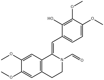 (Z)-3,4-Dihydro-1-(2-hydroxy-3,4-dimethoxybenzylidene)-6,7-dimethoxyisoquinoline-2(1H)-carbaldehyde Struktur