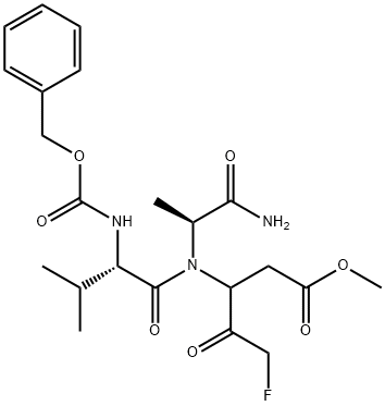 N-[(フェニルメトキシ)カルボニル]-L-バリル-N-[3-フルオロ-1-(2-メトキシ-2-オキソエチル)-2-オキソプロピル]-L-アラニンアミド 化学構造式