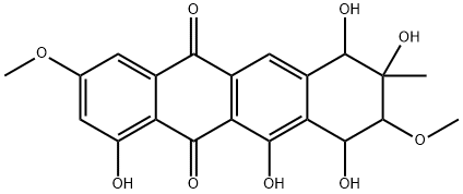 7,8,9,10-テトラヒドロ-1,7,8,10,11-ペンタヒドロキシ-3,9-ジメトキシ-8-メチルナフタセン-5,12-ジオン 化学構造式