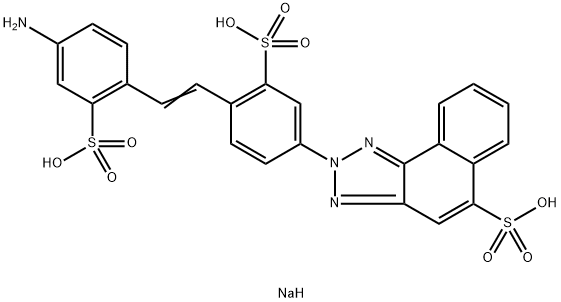 trisodium 2-[4-[2-(4-amino-2-sulphonatophenyl)vinyl]-3-sulphonatophenyl]-2H-naphtho[1,2-d]triazole-5-sulphonate Struktur