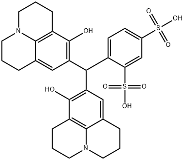 4-[bis(2,3,6,7-tetrahydro-8-hydroxy-1H,5H-benzo[ij]quinolizin-9-yl)methyl]benzene-1,3-disulphonic acid Struktur