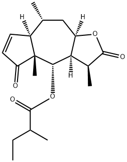 2-Methylbutyric acid [2,3,3a,4,4a,5,7a,8,9,9a-decahydro-3,4a,8-trimethyl-2,5-dioxoazuleno[6,5-b]furan-4-yl] ester Struktur