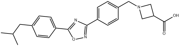 1-[[4-[5-[4-(2-甲基丙基)苯基]-1,2,4-噁二唑-3-基]苯基]甲基]-3-氮杂羧酸 结构式