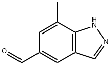7-甲基-1H-吲唑-5-羧醛, 635712-40-2, 结构式