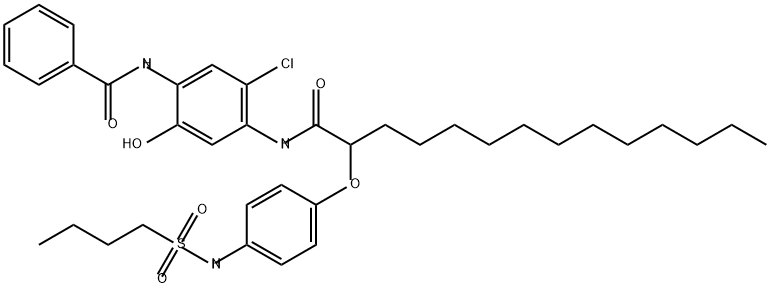N-[4-[[2-[4-[(ブチルスルホニル)アミノ]フェノキシ]-1-オキソテトラデシル]アミノ]-5-クロロ-2-ヒドロキシフェニル]ベンズアミド 化学構造式