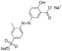 2-Hydroxy-5-[(2-methyl-4-sulfophenyl)azo]benzoic acid disodium salt Struktur
