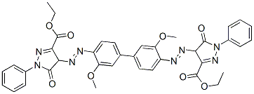 diethyl 4,4'-[(3,3'-dimethoxy[1,1'-biphenyl]-4,4'-diyl)bis(azo)]bis[4,5-dihydro-5-oxo-1-phenyl-1H-pyrazole-3-carboxylate] Structure