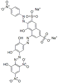 5-[[2,4-ジヒドロキシ-5-[(2-ヒドロキシ-4,6-ジニトロフェニル)アゾ]フェニル]アゾ]-4-ヒドロキシ-3-[(4-ニトロフェニル)アゾ]-2,7-ナフタレンジスルホン酸ジナトリウム 化学構造式