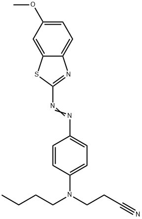 3-[ブチル[4-[(6-メトキシベンゾチアゾール-2-イル)アゾ]フェニル]アミノ]プロパンニトリル 化学構造式