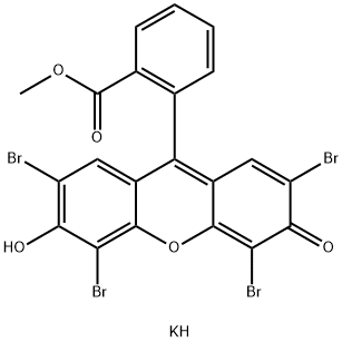 2-(2,4,5,7-テトラブロモ-3-オキソ-6-ポタシオオキシ-3H-キサンテン-9-イル)安息香酸メチル 化学構造式