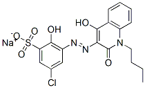 3-[(1-ブチル-1,2-ジヒドロ-4-ヒドロキシ-2-オキソキノリン-3-イル)アゾ]-5-クロロ-2-ヒドロキシベンゼンスルホン酸ナトリウム 化学構造式