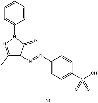 sodium p-[(4,5-dihydro-3-methyl-5-oxo-1-phenyl-1H-pyrazol-4-yl)azo]benzenesulphonate Struktur