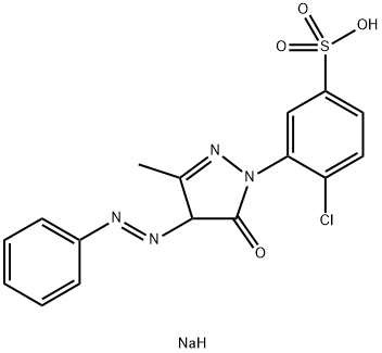 4-氯代-3-[4,5-二氢代-3-甲基-5-氧代-4-苯偶氮基-1H-吡唑-1-基]苯磺酸钠                                                                                                                                     , 6359-90-6, 结构式