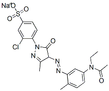 4-[4-[[5-[Acetyl(ethyl)amino]-2-methylphenyl]azo]-4,5-dihydro-3-methyl-5-oxo-1H-pyrazol-1-yl]-3-chlorobenzenesulfonic acid sodium salt Structure
