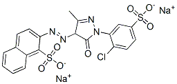 disodium 2-[[1-(2-chloro-5-sulphonatophenyl)-4,5-dihydro-3-methyl-5-oxo-1H-pyrazol-4-yl]azo]naphthalene-1-sulphonate  Struktur